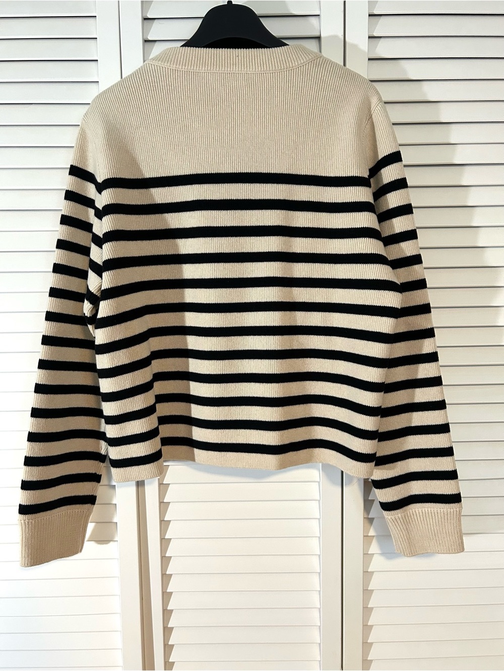 Celine Cream and Black Striped Crewneck Sweater with Gold Buttons NEW WITH TAGS - Picture 2 of 12